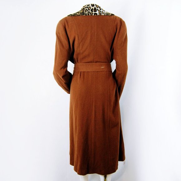 90's The Limited Wool Trench with Leopard Collar - Picture 4 of 5